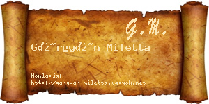 Gárgyán Miletta névjegykártya